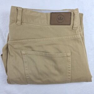 Peter Millar Men's Solid Khaki Cotton Modal Blend 5 Pocket Pants 35x27